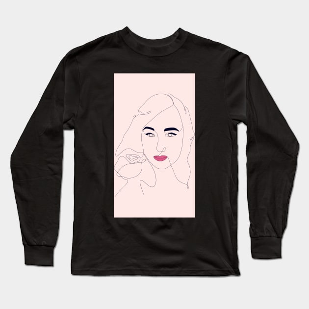 Line Art Lady Long Sleeve T-Shirt by designr-shop